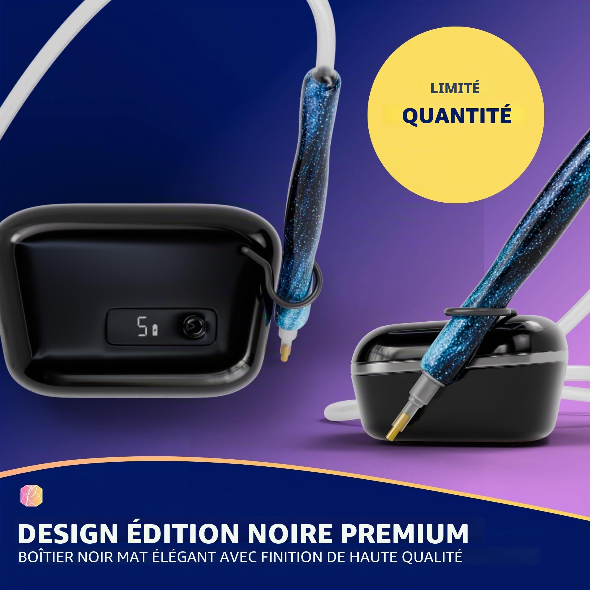 Picmondoo - E-Painter pour peinture à diamant avec affichage numérique et 5 vitesses - Stylo de peinture à diamant sans fil avec pompe à vide et accessoires pour poser les pierres AB sans cire