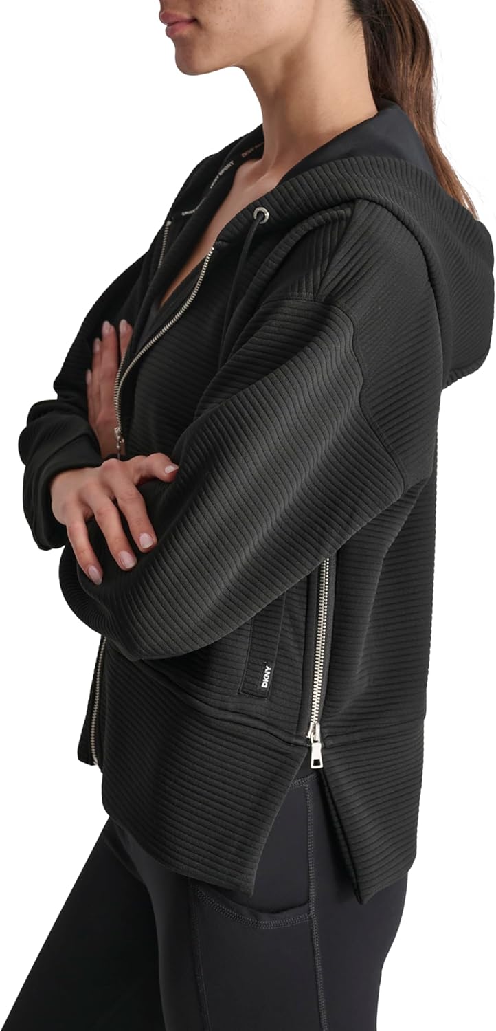 DKNY womens Full Zip Tech Hoodie Jacket - Image 3
