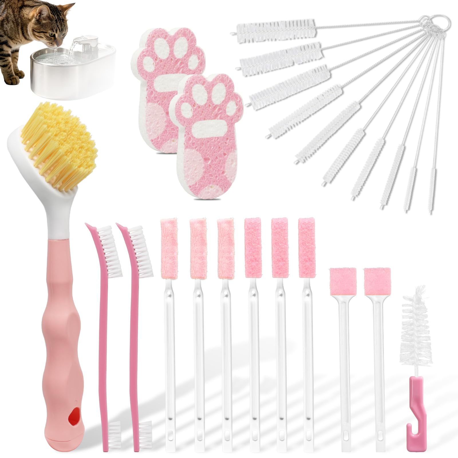 TOAINRSI Pet Water Fountain Cleaning Kit, Cat & Dog Water Fountain Cleaner for Deep Cleaning Slime, Limescale & Pump Buildup, Fits Most Pet Water Dispensers