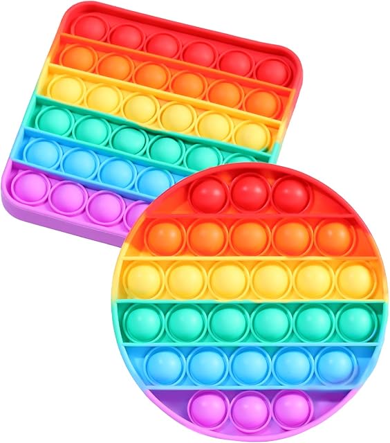 2 Packs Push Pop Bubble Sensory Fidget, Autism Special Needs Stress Relief Silicone Pressure Relieving, Squeeze for Kids Children Adults (Set of 2)