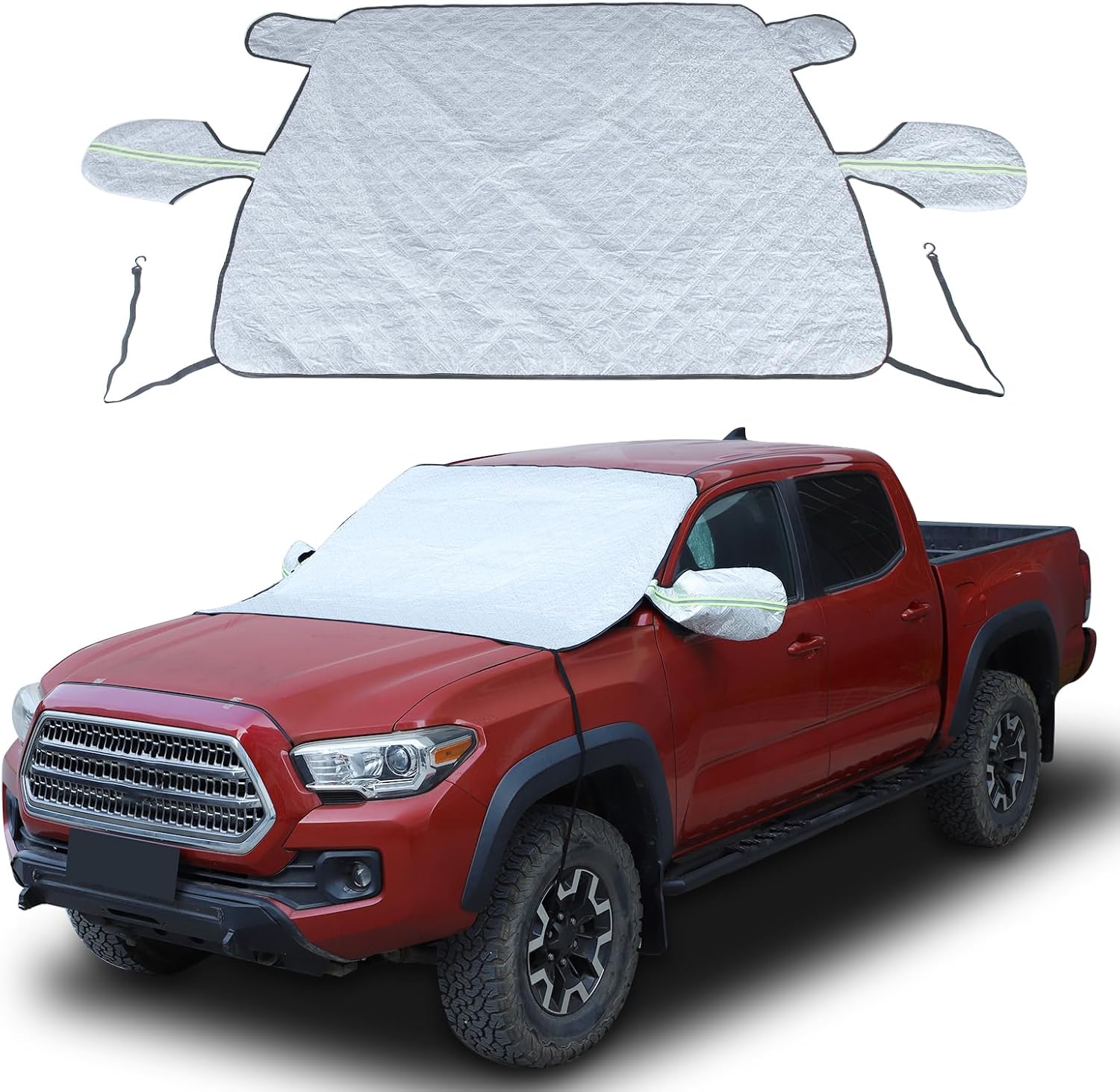 Windshield Snow Cover Compatible with Toyota Tacoma 2016-2022, Front Windshield Cover for Ice and Snow, Extra Thick Windshield Ice Cover Protect from Rain, Sun, Frost (Silver)