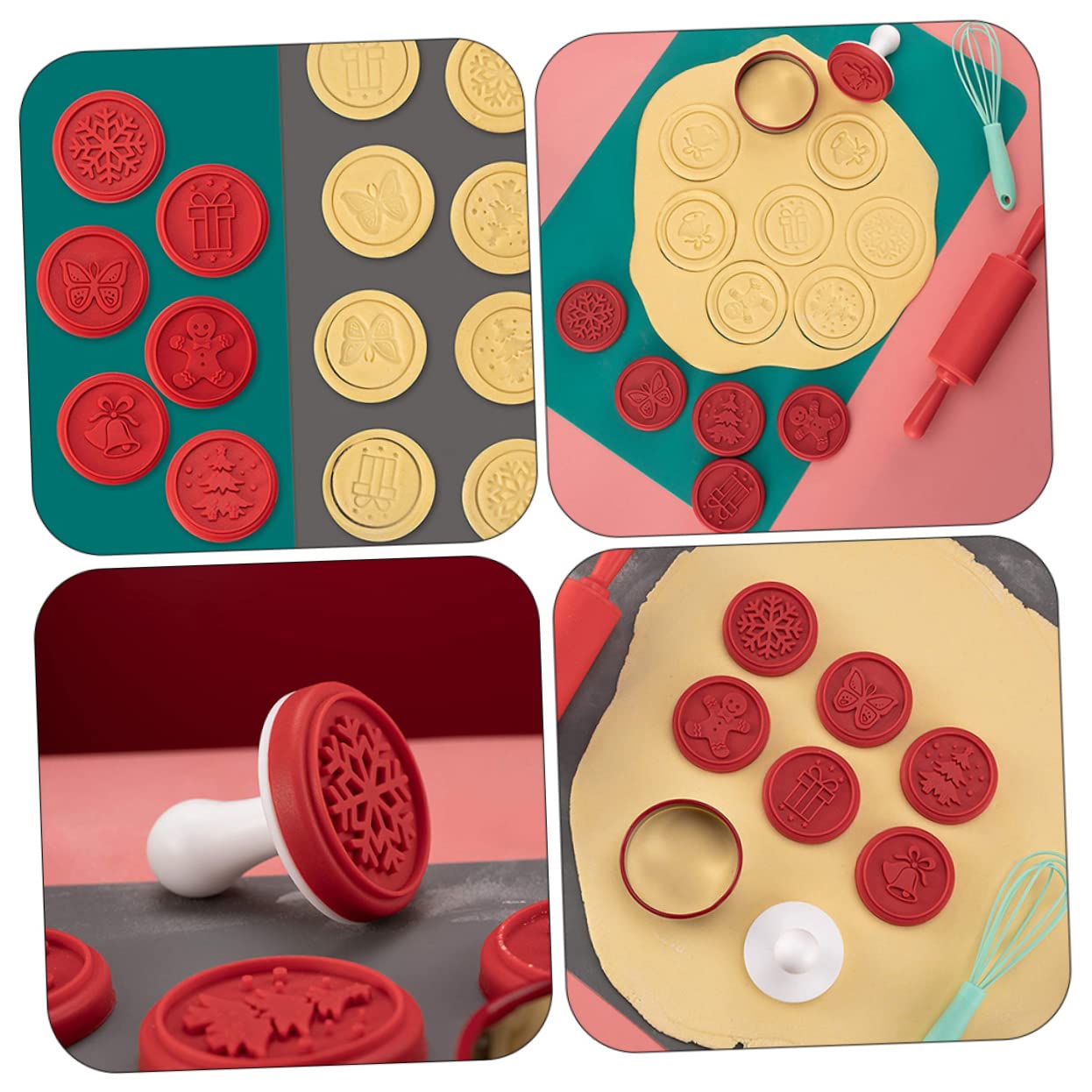 Cabilock 5 Juegos De Cortadores De Galletas Con Sellos Para Galletas Dibujos Animados Navideños Sellos Para Galletas De Navidad Frascos Galletas De Gelatina Kit De Moldes Para