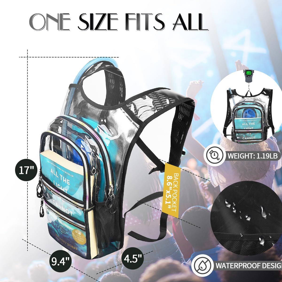 Mochila de hidratación con bolsa de hidratación de 3 L, aislamiento ligero, esencial para festivales, mochila de hidratación para rave, senderismo, ciclismo, correr, equipo de festival