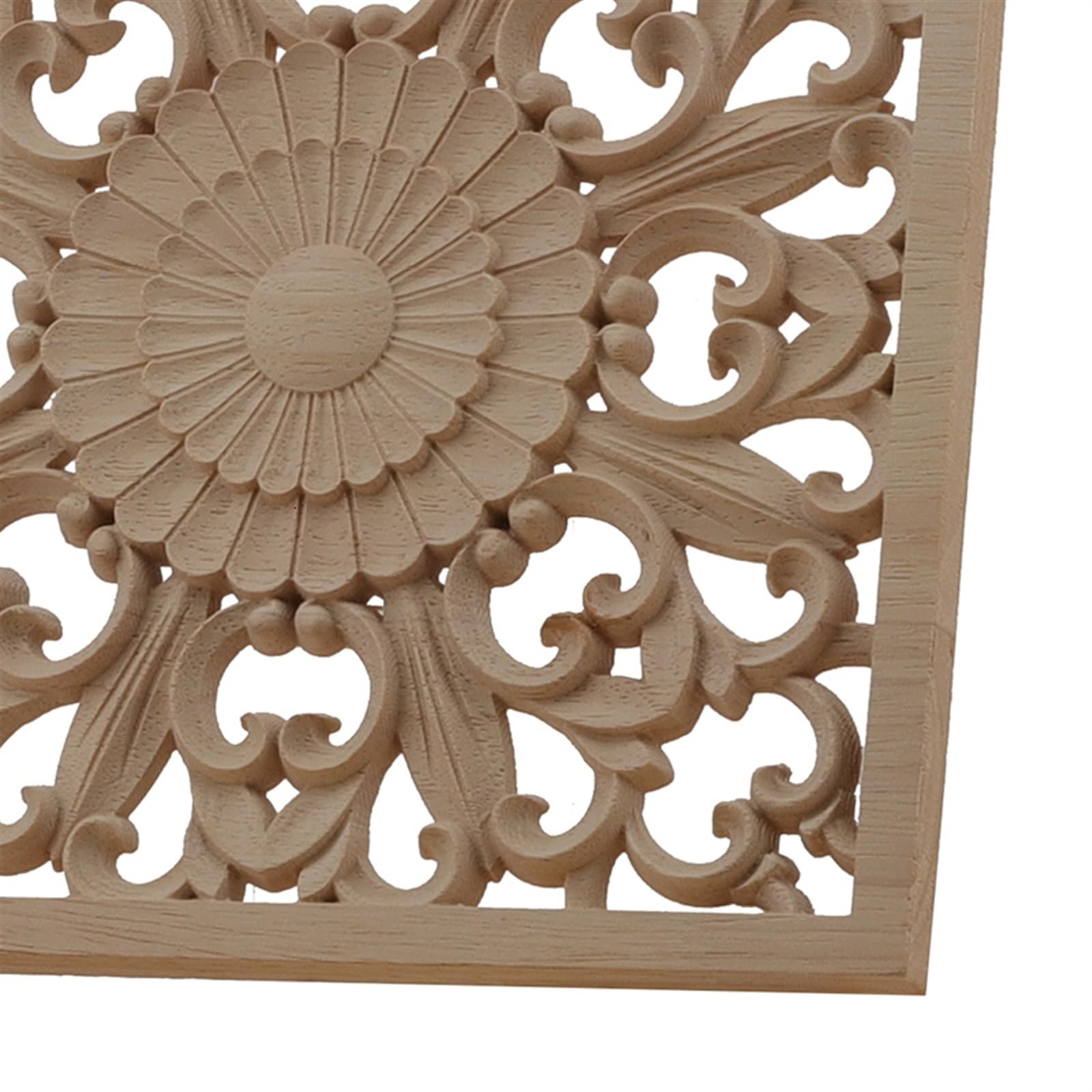 Applique en bois sculpté sculpté pour meubles européens - Fleur vintage - Décoration d'intérieur - 12 cm