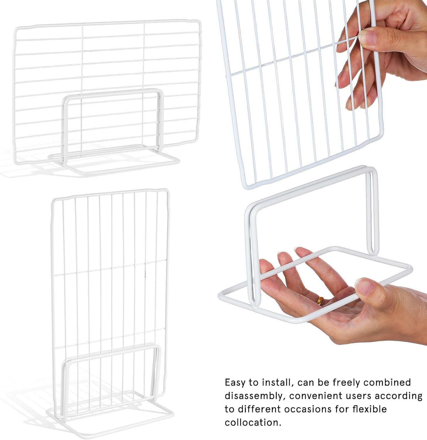 Ciieeo 2pcs Refrigerator Wire Shelf Dividers for Fridge and Cabinet, Metal Mesh Freezer Organizer with Simple Installation and Modular Design, Expandable 12.6-13.4' Deep Freezer Dividers