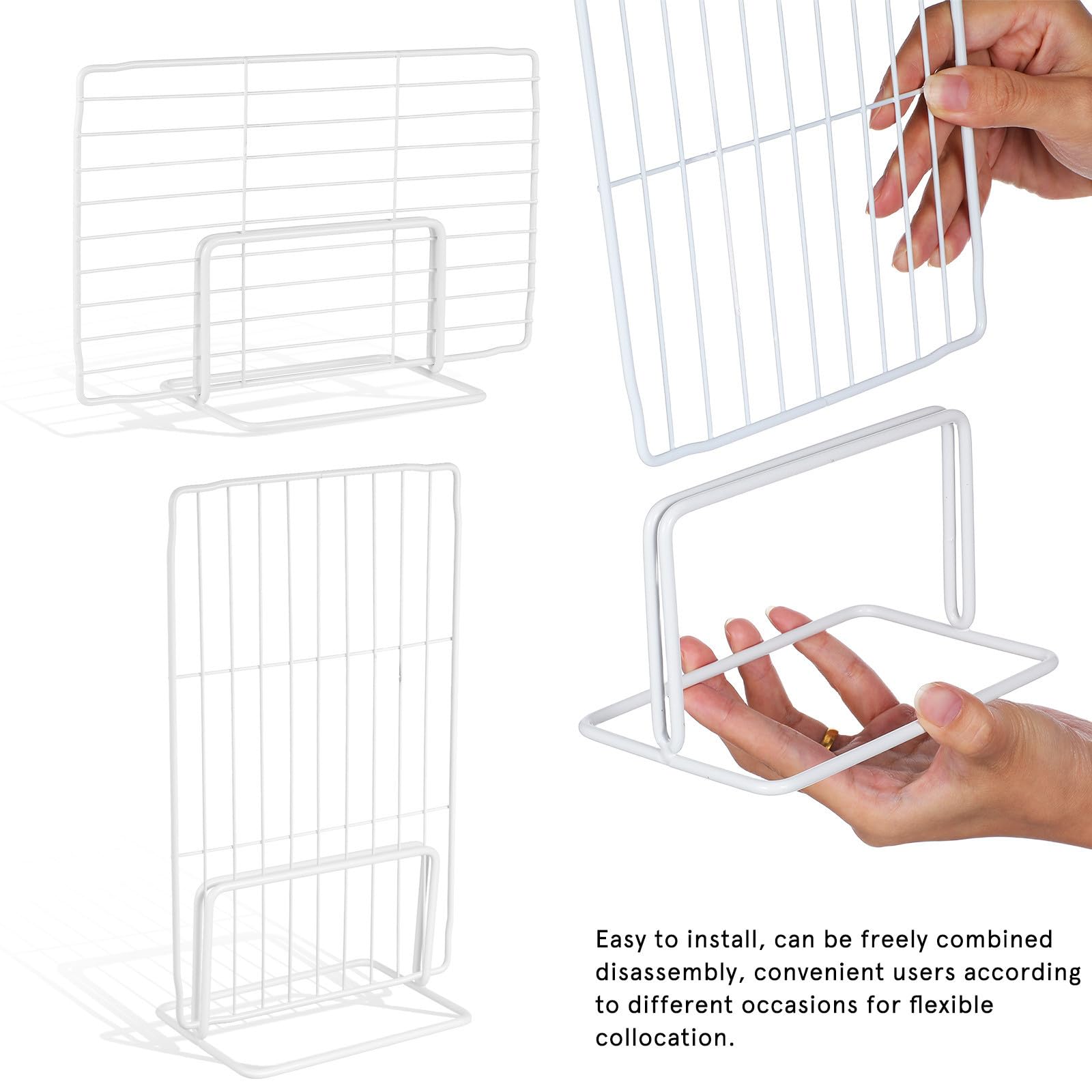 COLLBATH Separador para Congelador de Hierro Blanco para Organizar Cajas de Helados 2 Piezas Estructura de Malla, Resistente y Expandible en Hogares y Congeladores Comerciales