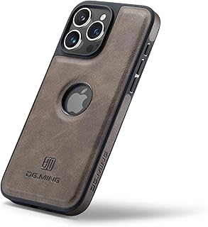 جراب خلفي من الجلد الصناعي بتصميم كلاسيكي مع فتحة شعار مضاد للصدمات متوافق آيفون 15 برو ماكس لون بني كوفي