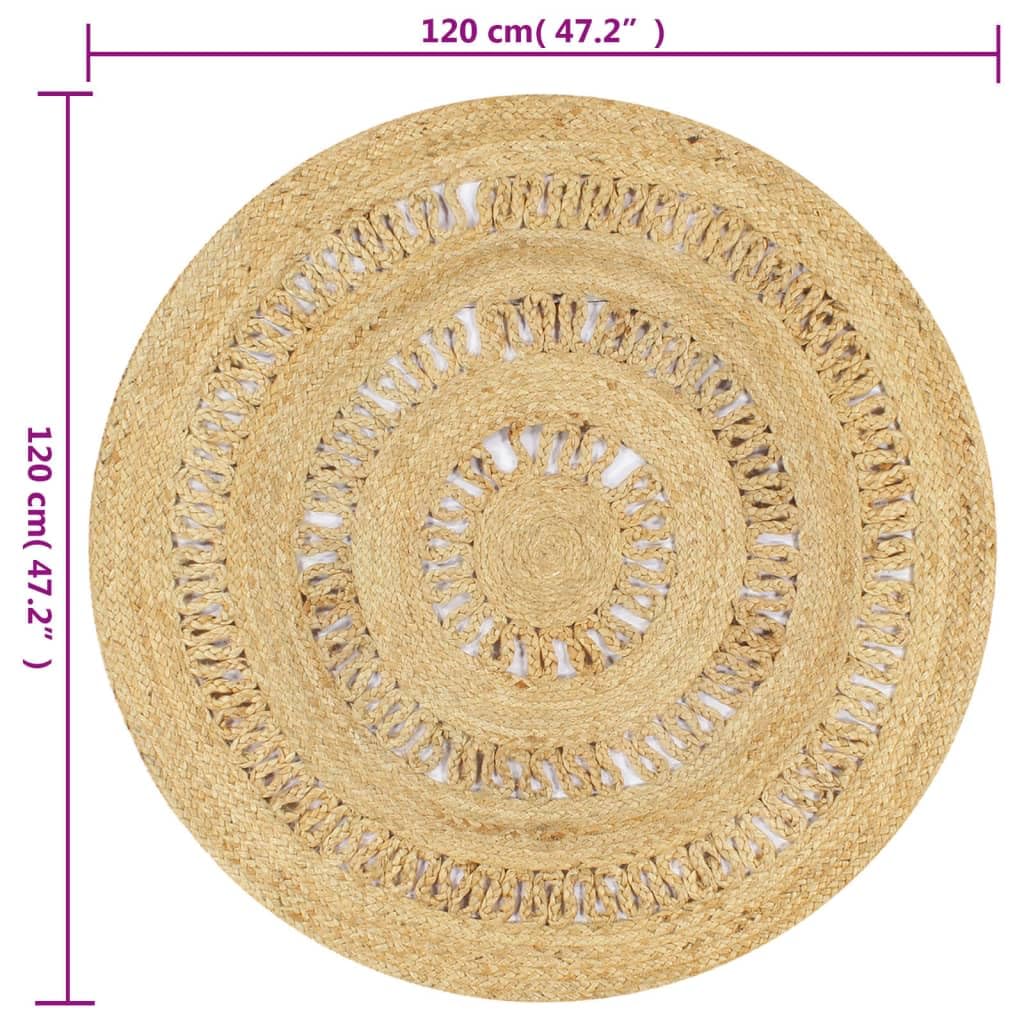 Tappeto Rotondo in Juta Intrecciata 90 cm Naturale