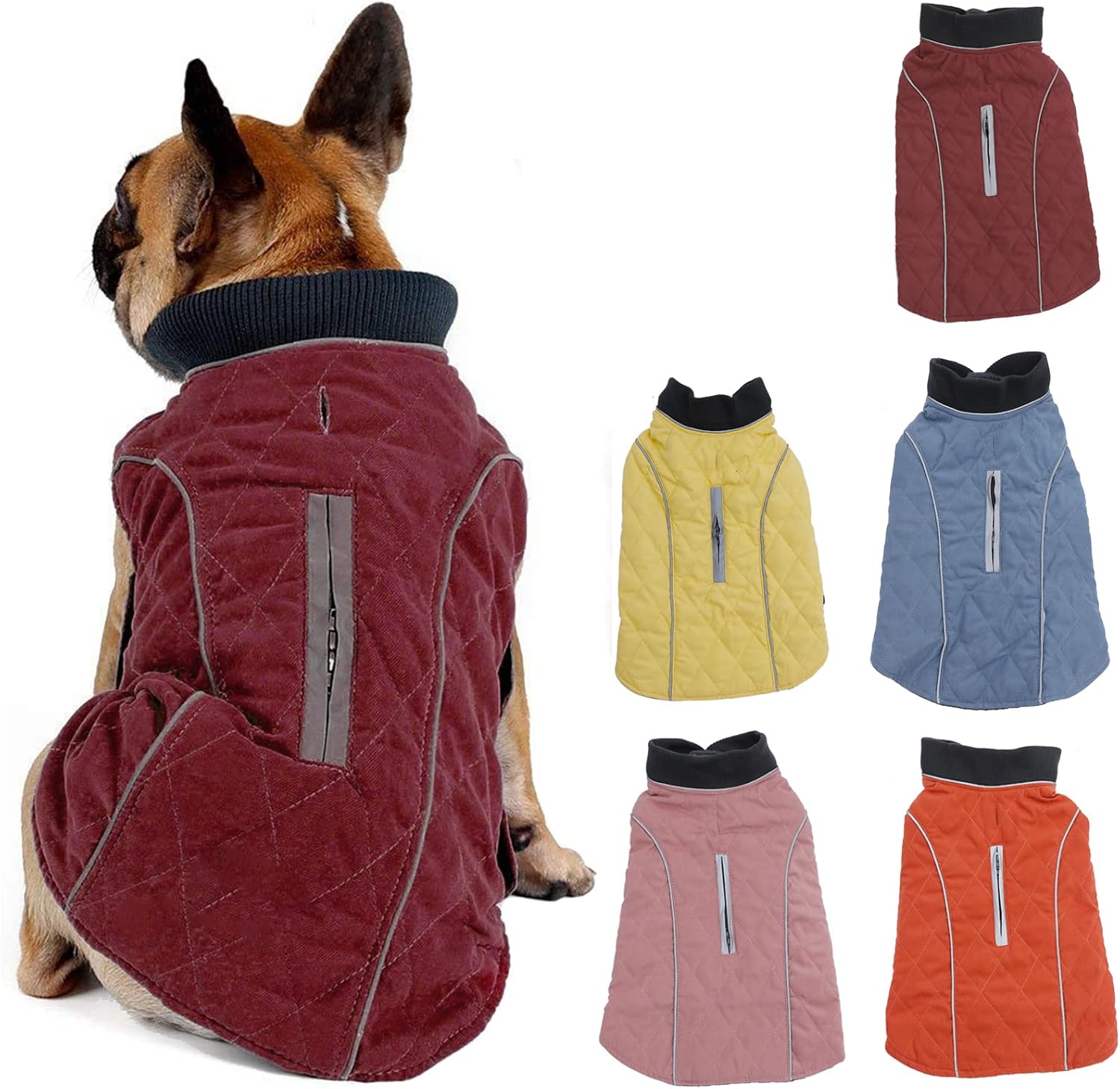 Pethiy Dog Cold Weather Vest Waterproof Windproof Reversible Dog Apparel Winter Coat Warm Dog Outfits for Small Dogs-Red XL
