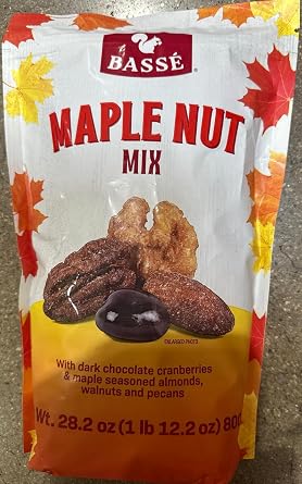 Basse Maple Nut Mix, Dark Chocolate Cranberries with Maple Seasoned Nuts, 28.2 oz