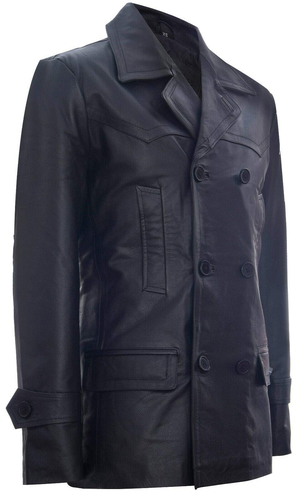 Infinity Leather Herren German Marine Dr Who Kuhfellleder PEA Mantel