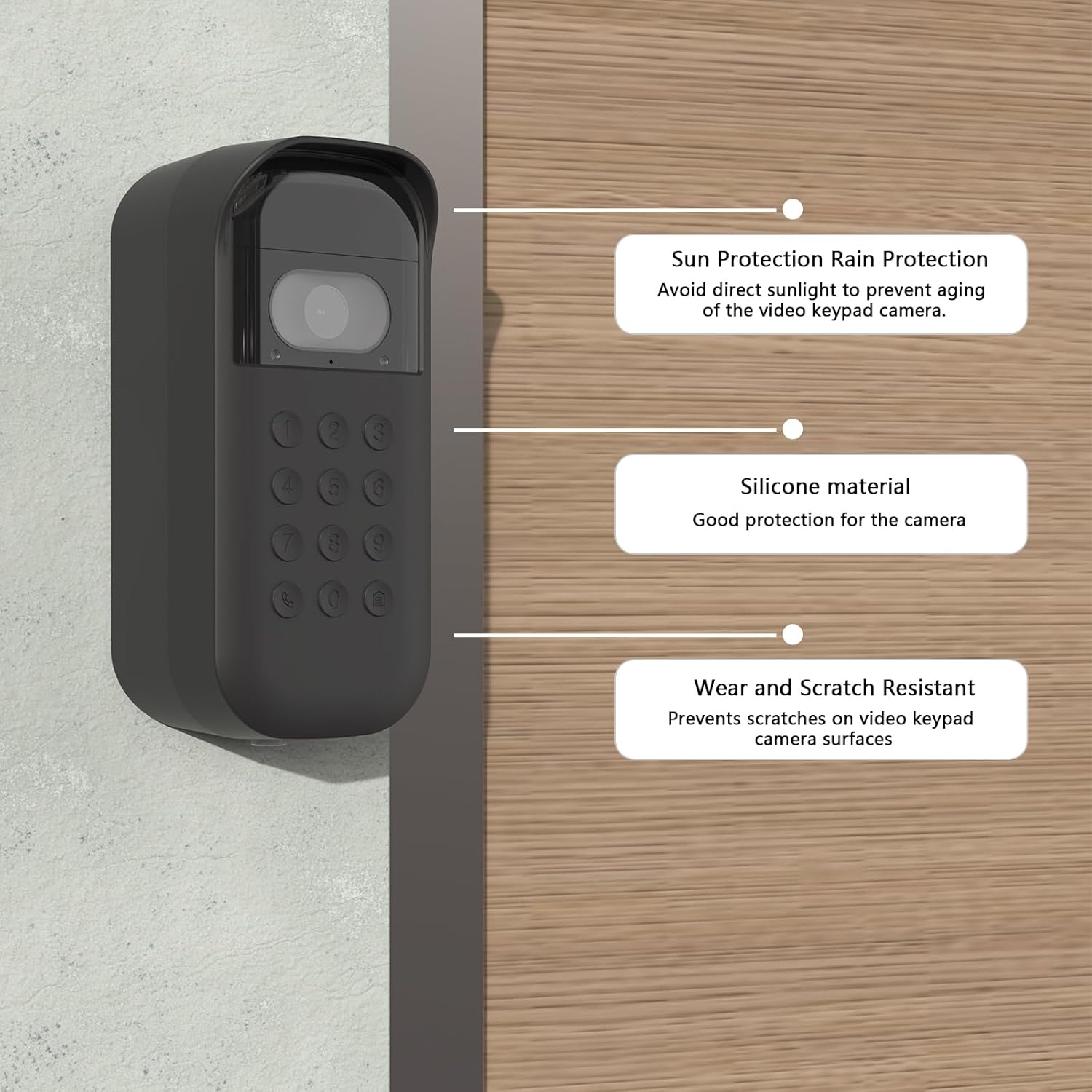 Silicone Cover for myQ Smart Garage Video Keypad (Black, Left)