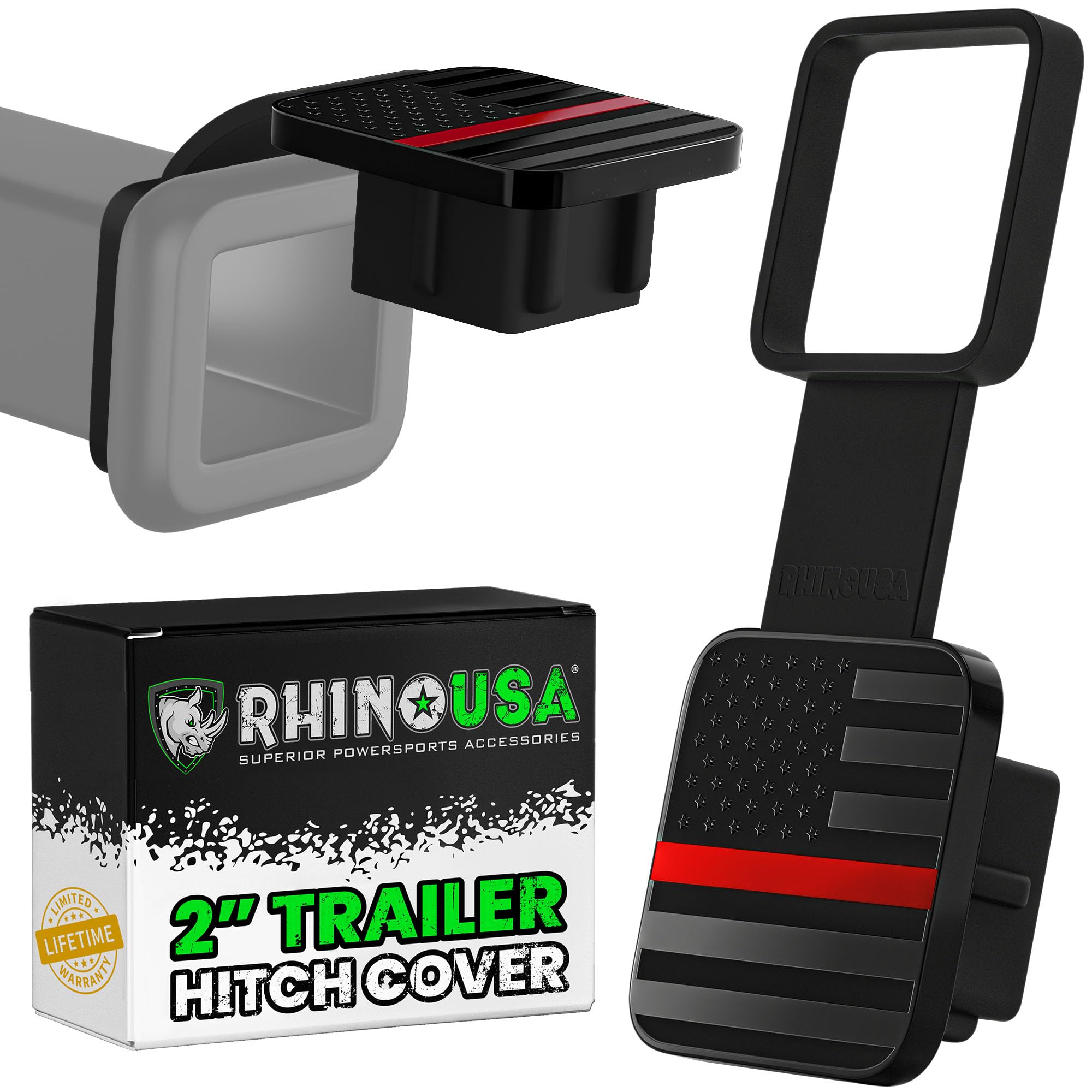 Rhino USA American Flag Trailer Hitch Cover for 2 Inch Receivers - Protects Tow Hitch Covers from Dust, Water, Mud and Snow - Ultimate Hitch Covers for Trucks, Jeep, Tacoma, Ford, GMC & More!