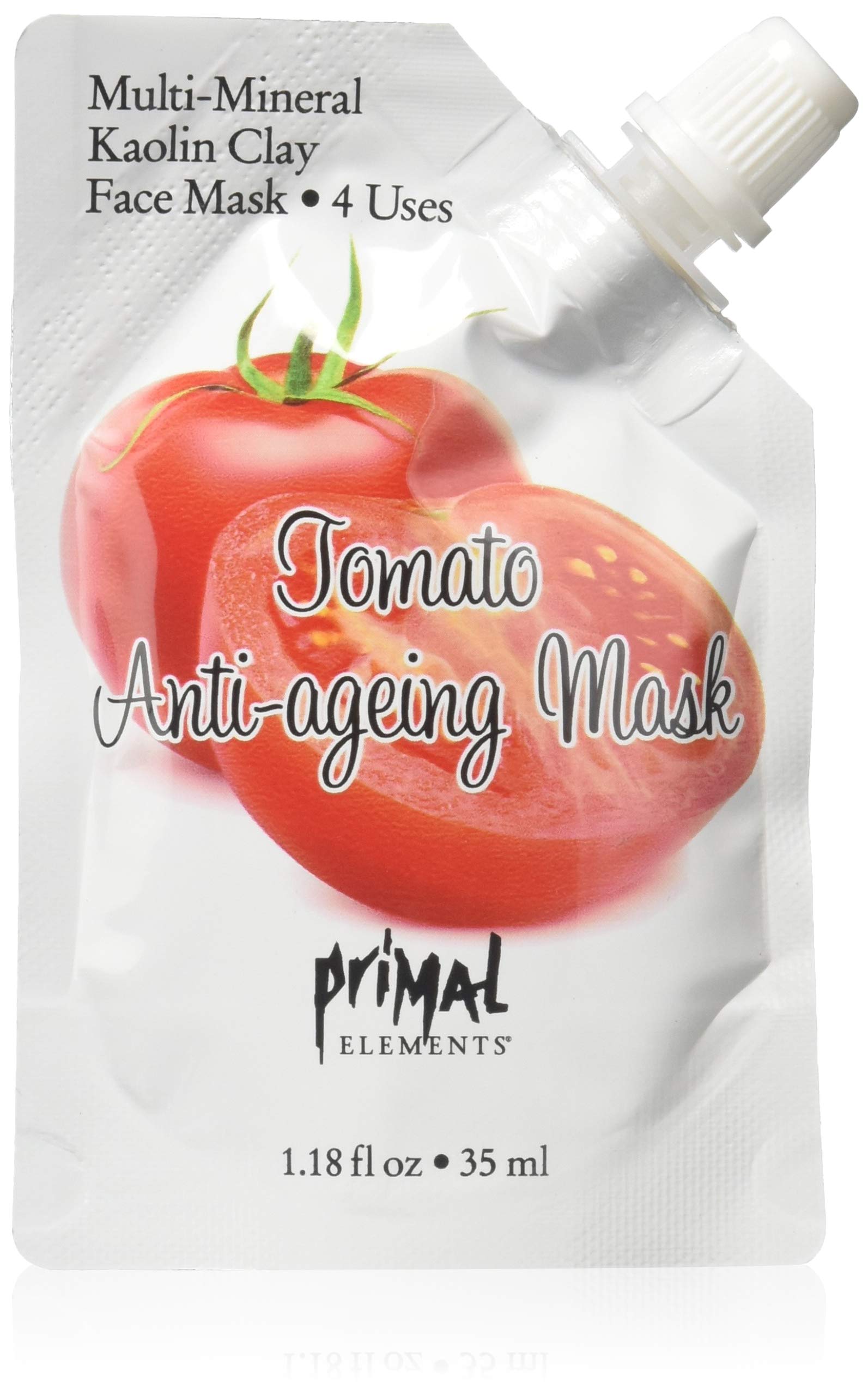 Primal Elements Face Mask, Clay Mud Facial Treatment, Multi-Use Package, 1.18 oz - Tomato Anti-Aging