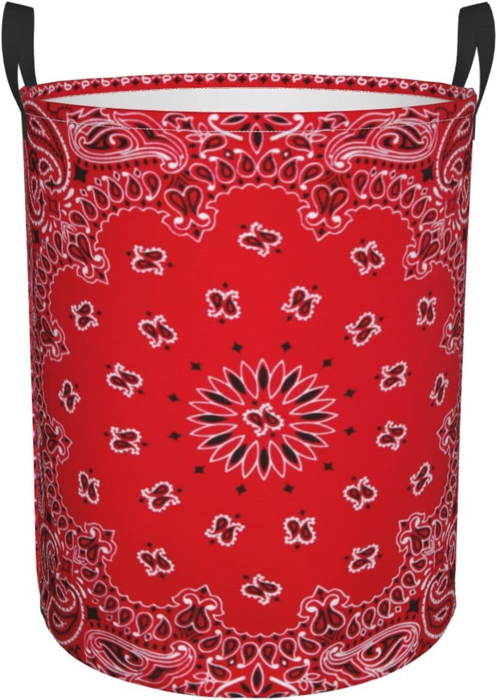 Circular Protable Storage Bin Bandana Art Red Southwestern