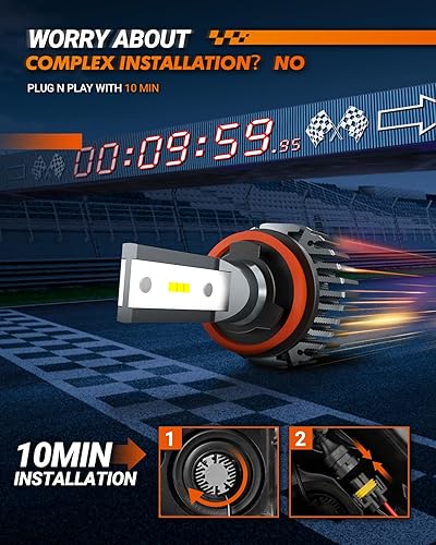 Miniatura 7 de SEALIGHT Bombillas H11H8H9, haz único superbrillante con ventilador de refrigeración, Plug and Play, sin polaridad, bombillas antiniebla, luces de