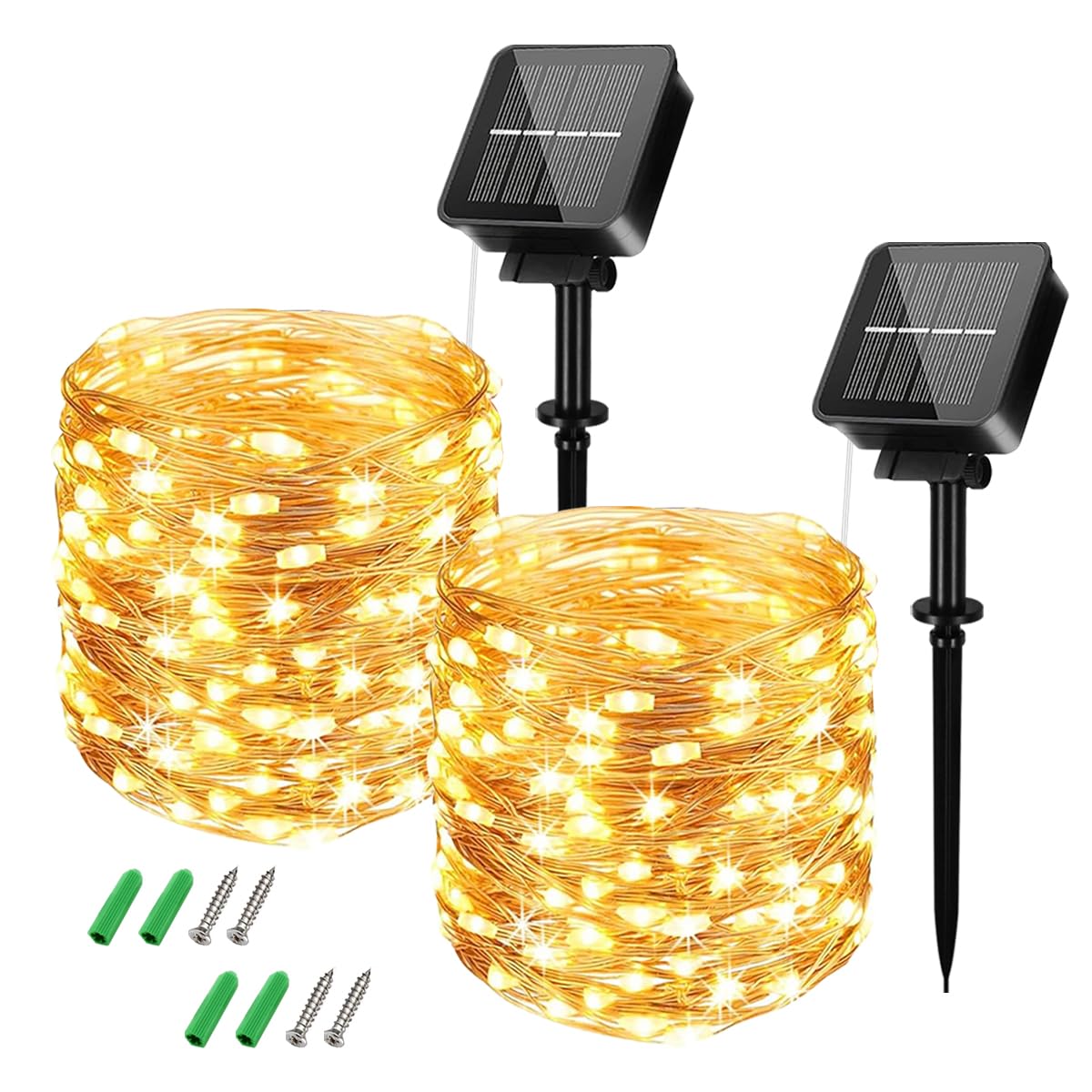 Solar String Lights Outdoor Garden Waterproof,[2Pack]Total 30M 260LED Solar Fairy Lights Extra-Long,8 Modes Copper Wire Solar Powered Outdoor Lights/Outside Decor Lighting for Garden Patio Yard