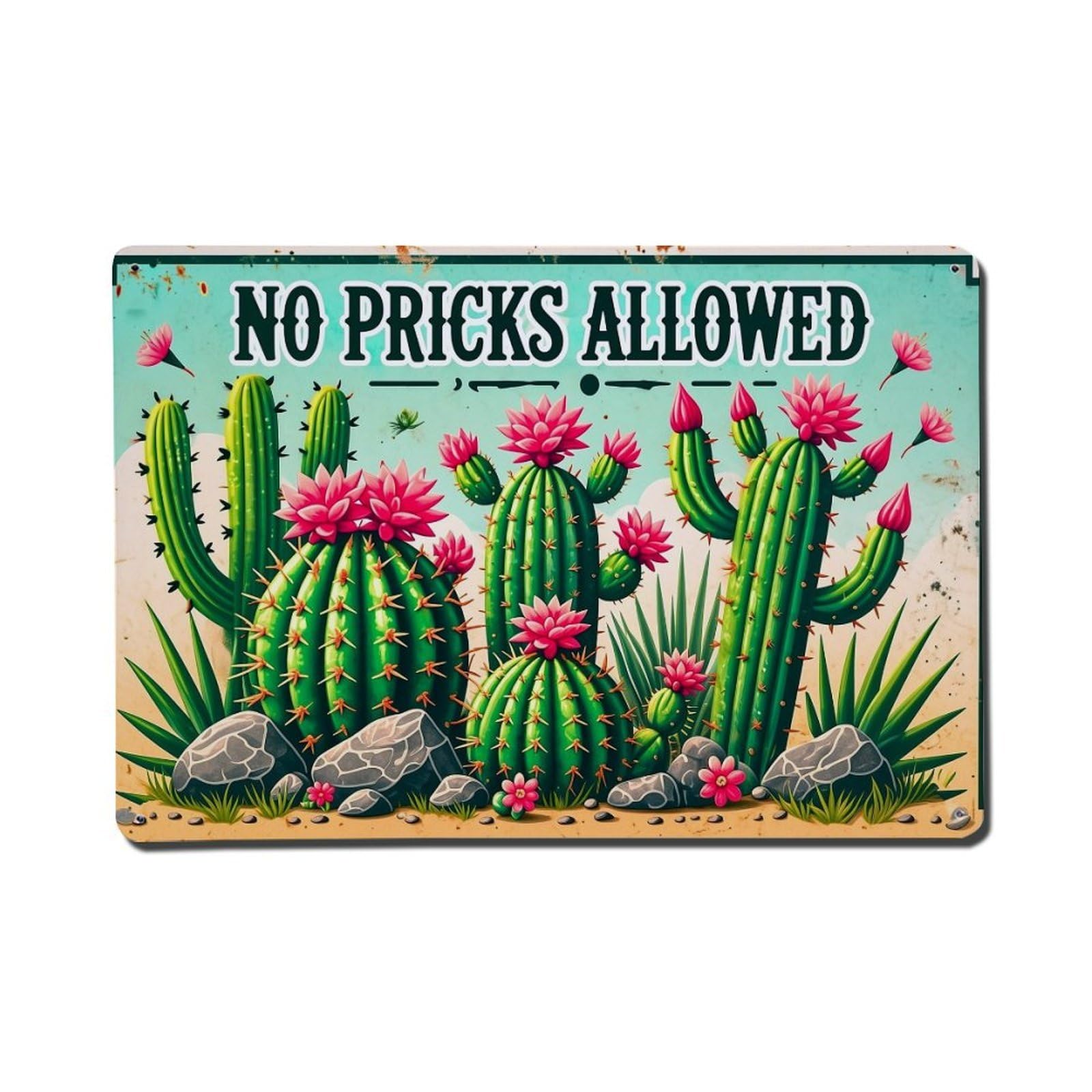 Cactus Flowers Rocks Desert Sign Metal Tin Sign Plaque