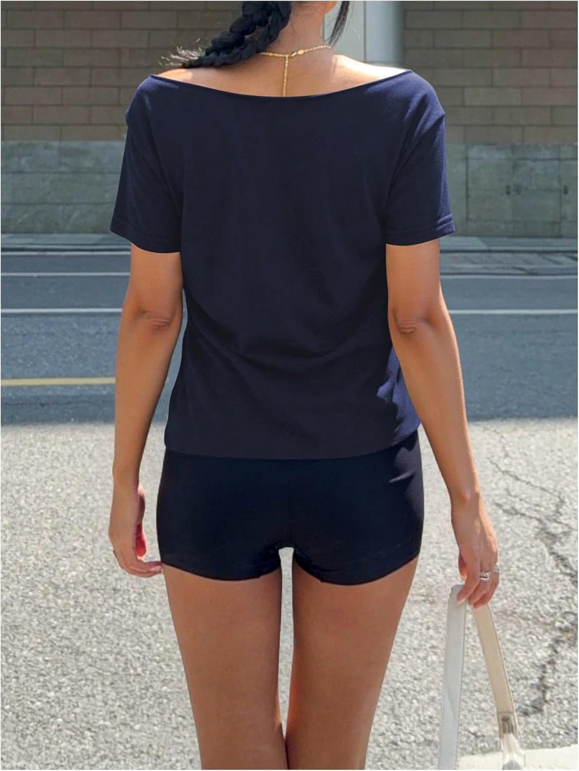 SOLY HUX Women's Off The Shoulder T Shirt Short Sleeve Tee Dressy Casual Summer Tops - Image 2