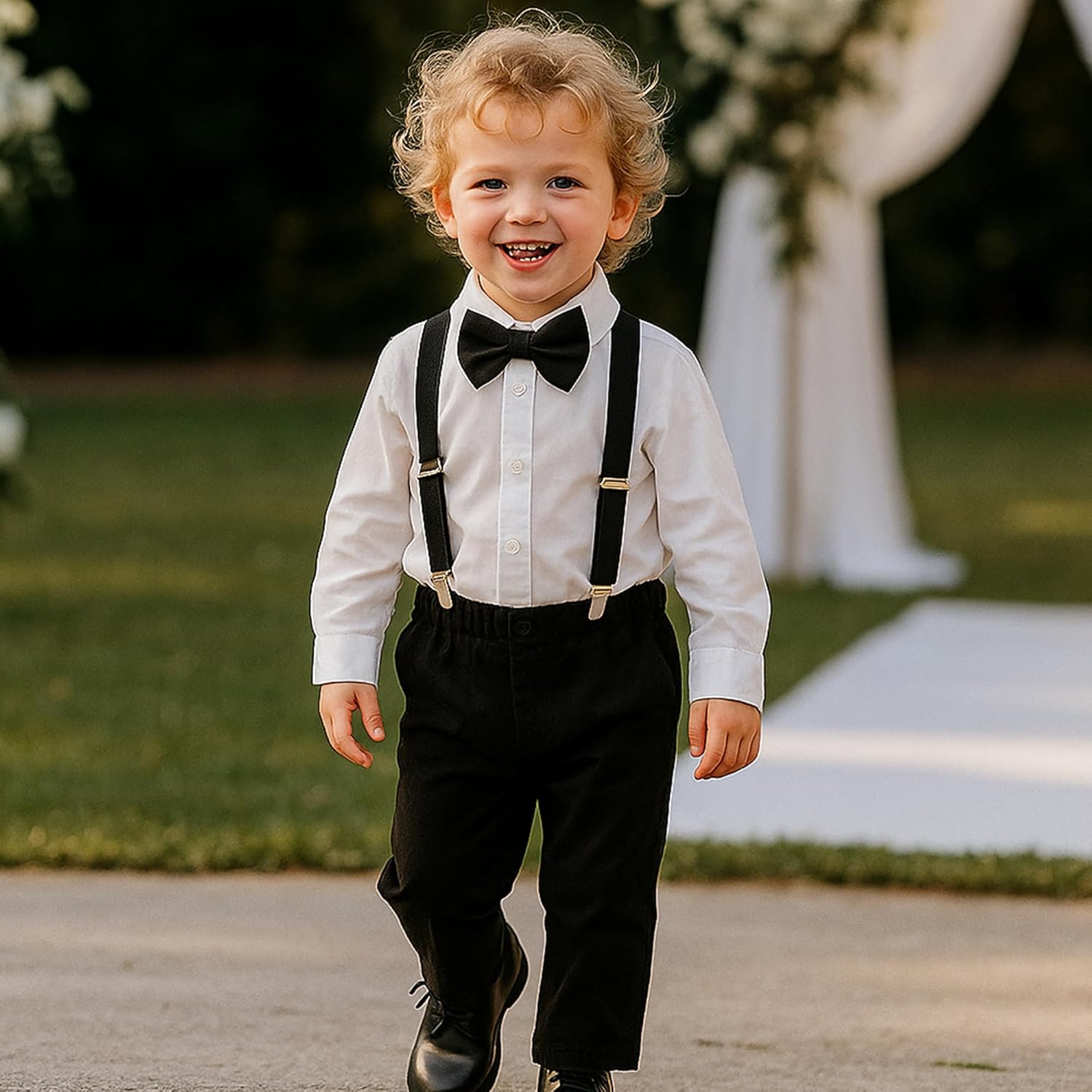Toddler Boys Formal Suit Long Sleeve Dress Shirt Bowtie Suspender Pants Suits Gentleman Wedding Outfits Clothes - Image 2