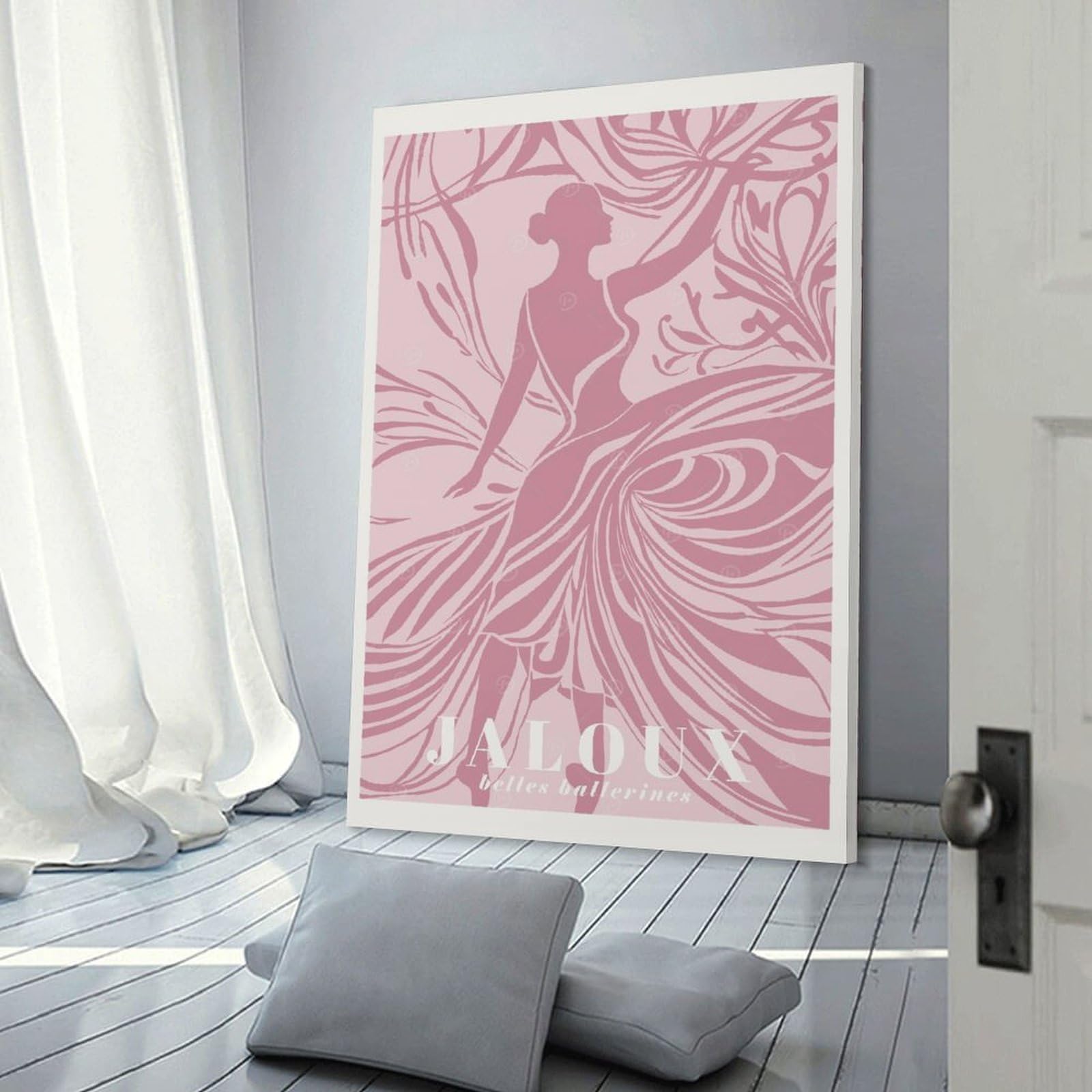 Junmoney Pink Ballet Wall Art Print 24x36inch(60x90cm), for Home, Office, Studio Or Guest Room, A Flexible Wall Accent for Shared Spaces