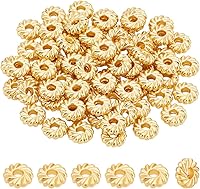 Vista 7 de BENECREAT 108 cuentas espaciadoras de disco de latón de 9 estilos, 4/6/0.315 in, oro, plata, oro rosa, espaciadores de metal planos para pulseras