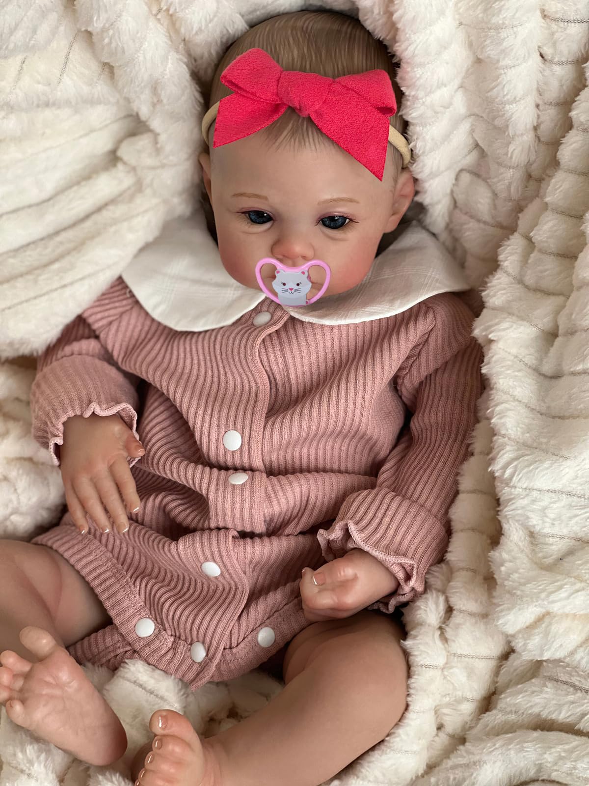 TERABITHIA 18 Inches Detailed Painted Hair Realistic Reborn Baby Dolls with Soft Weighted Cloth Body So Truly Newborn Cuddly Doll That Look Real and Feel Real, Forever Yours Sweetheart