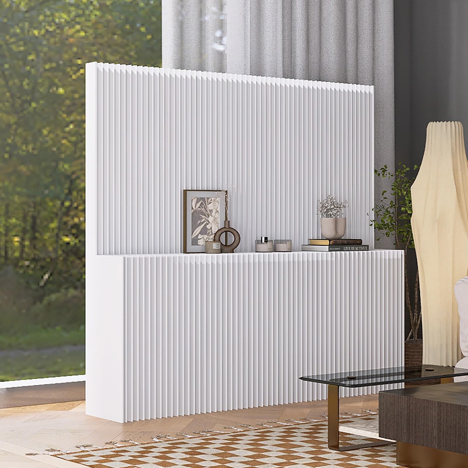 Cloison murale pliable, paravent décoratif pour l’intimité, écran d’intimité intérieur, cloison pliante portable en papier, cloison extensible en papier,cloison murale temporaire(H180cm/70.8n,500cm/19