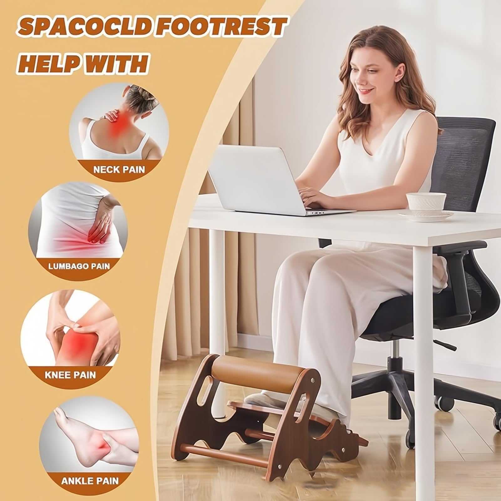 Poggiapiedi Legno Regolabile Sotto Scrivania, Sgabello Inclinato 3 Livelli | Supporto Piedi Scrivania,Piattaforma Inclinabile Piedi,Supporto Piedi Lavoro Casa,Ripiano Ergonomico Piedi