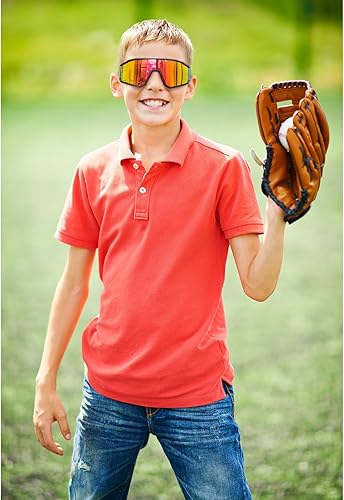 Miniatura 5 de Derowern Lentes de sol de béisbol juveniles, lentes de sol deportivos polarizados para niños, protección UV400 para niños y niñas, softbol y ciclismo