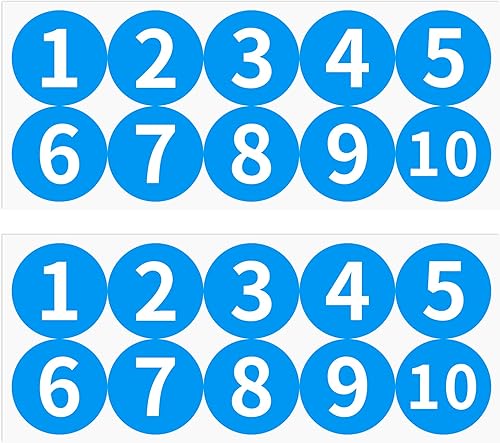 2 hojas de calcomanías de vinilo numeradas de 1 a 10 círculos, antidecoloración, impermeables, de 2 pulgadas, autoadhesivas, troqueladas, número
