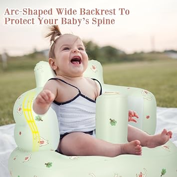 AirSwim Inflatable Baby Seat, Inflatable Baby Chair for Babies 3 Months and Up, Summer Blow Up Chair with Built in Air Pump, Infant Floor Sofa for Learning to Sit, Palying, Camping, Elephant