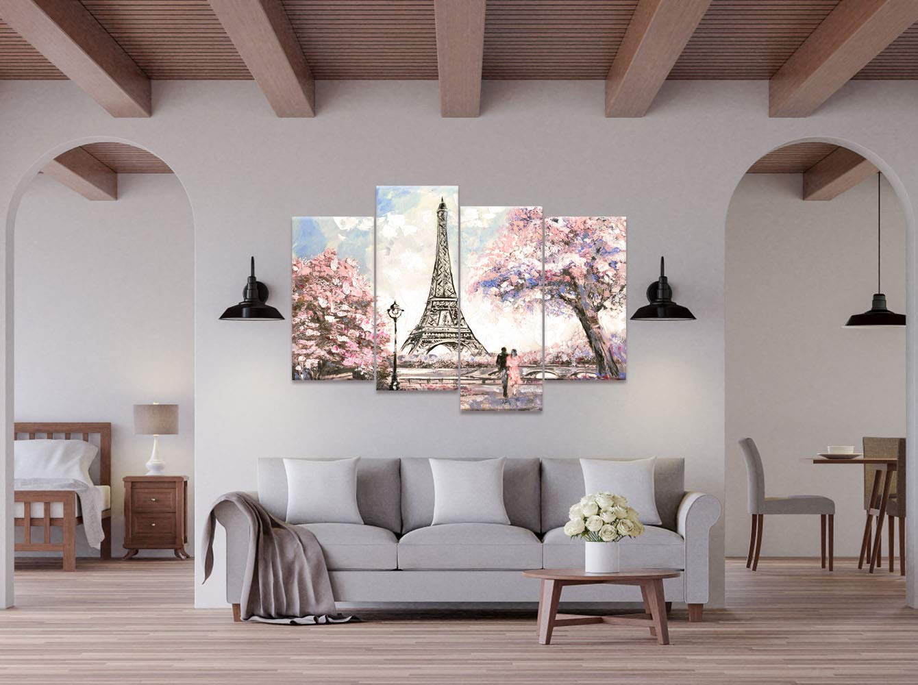 Amazon.co.jp: 海キャンバス壁アート、サンセット壁アート、現代壁の