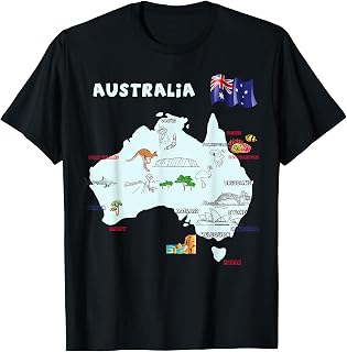 Map of Australia T-Shirt Major Cities and Flag T-Shirt