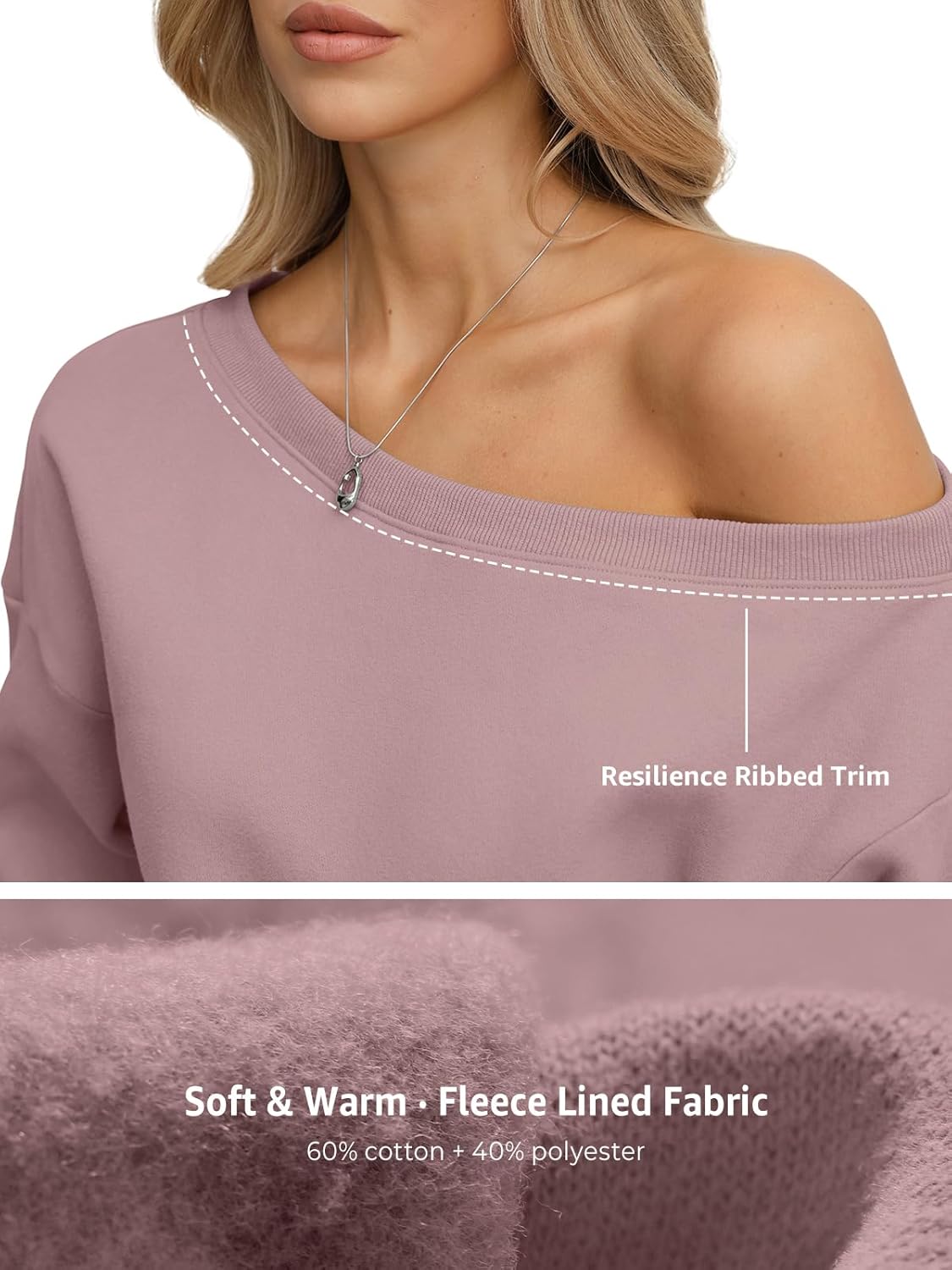 Womens Fleece Sweatshirts Oversized Off The Shoulder Pullover Tops Casual Long Sleeve Comfy Fall Outfits 2026 - Image 3