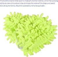 Vista 4 de 2 pares de fundas lavables de limpieza para zapatos, polvo de limpieza de suelos, pantuflas de microfibra de chenilla, para mopa de plumero, Verde