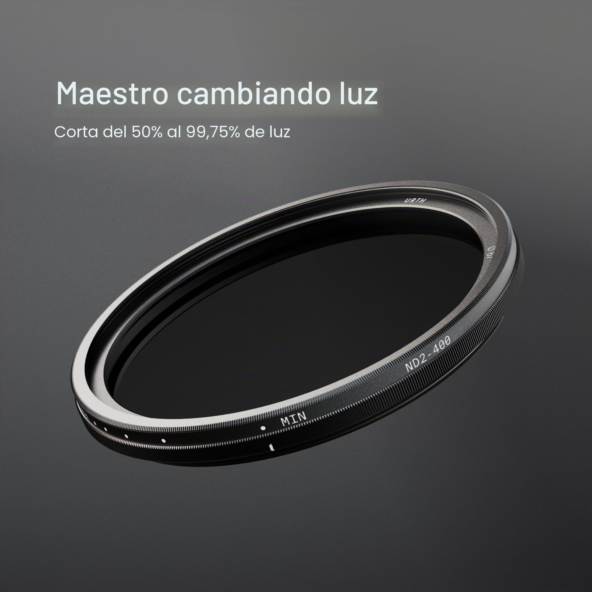 Urth 82 mm Filtro ND Variable ND2-400 – Filtro de Densidad Neutra (1 a 8,6 Pasos) en Vidrio Óptico HD, con 20 Capas de Nano-Recubrimiento para un Control Profesional de la Luz