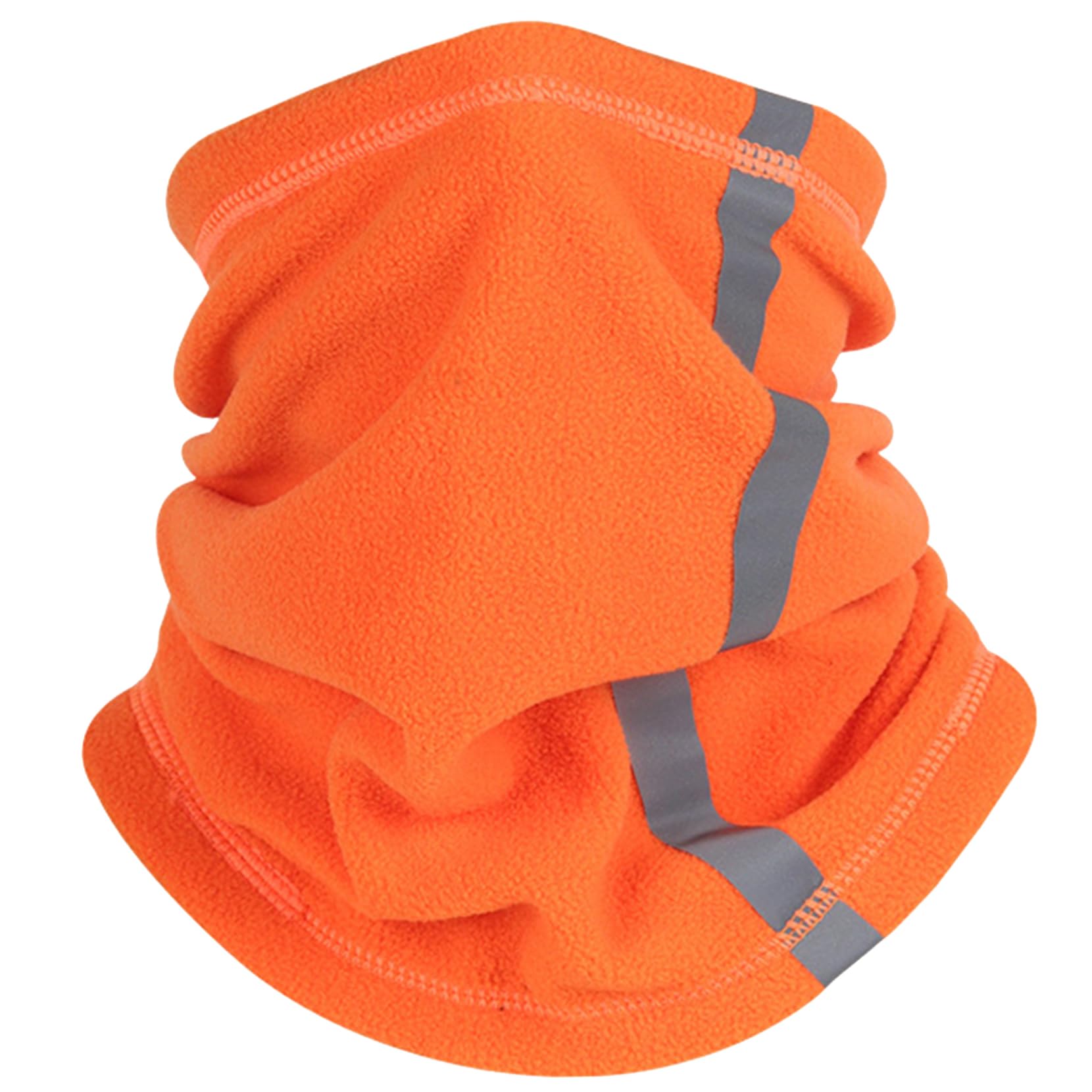 Veesper Unisex Orange Face Scarf Polar Fleece Ski Mask Drawstring Neck Cover Soft Thermal Face Cover With Reflective Strap Neck Warmer For Cold Weather Cycling Running Skiing Hiking