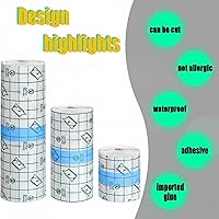 Vista 7 de Tondiamo 3 vendajes impermeables para tatuajes, vendajes adhesivos transparentes, cinta adhesiva elástica transparente, 3 tamaños
