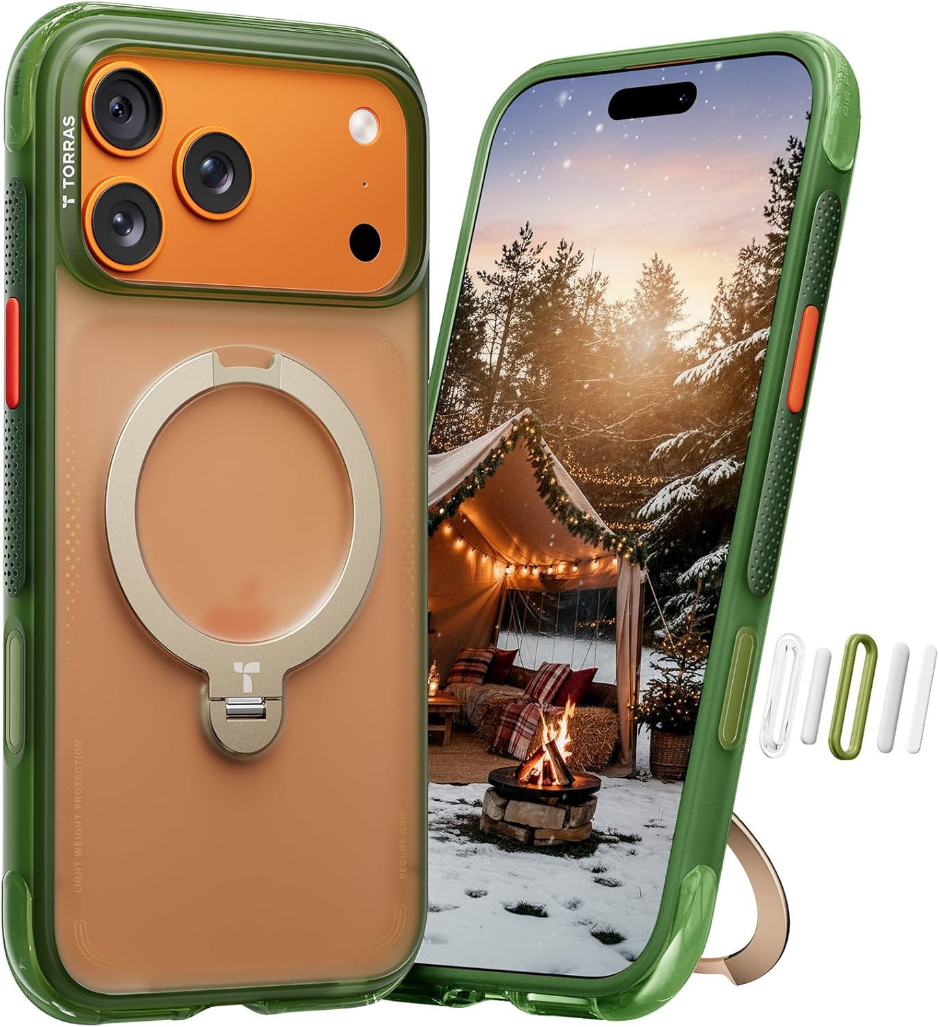 TORRAS Ostand Q3 Air for iPhone 17 Pro Case 6.3 inch with Stronger Magnetic Stand, Fit for Magsafe, Airbags Protection, Camera Control for iPhone 17 Pro Case, Shockproof & Stylish Evergreen iPhone 17 Pro 6.3" EverGreen