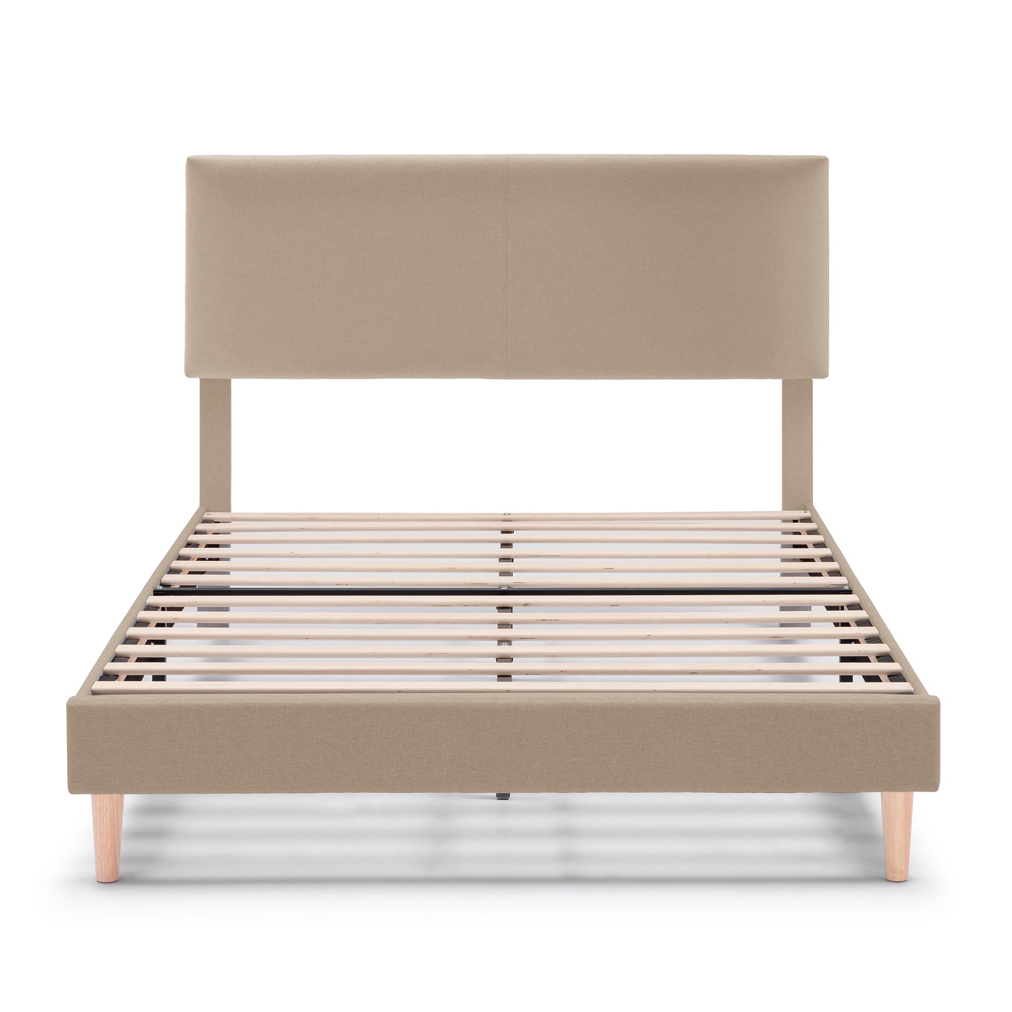 HOMN LIVING Estructura de Cama tapizada Lauren de 30 cm, Base para colchón 150x190 cm, Somier de láminas de Madera, Montaje Sencillo, Beige