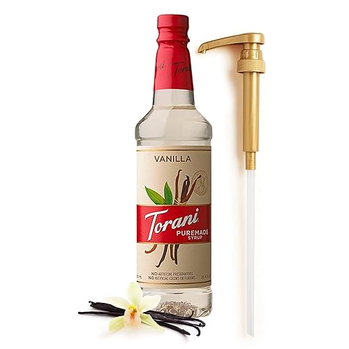 Puremade - Jarabe de vainilla de 25.4 onzas, jarabe de vainilla Puremade con sabor a café con bomba de jarabe de café Fresh Finest