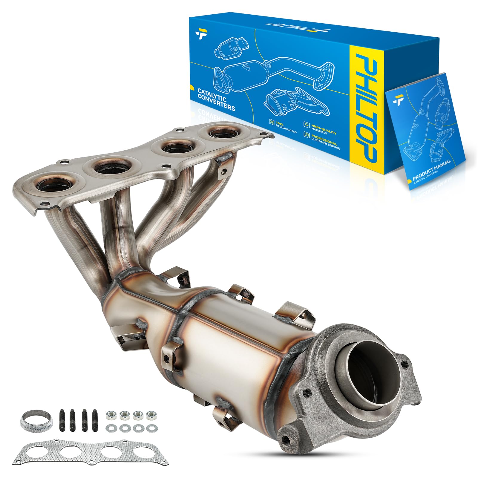 PHILTOP High FLow Stainless Steel Catalytic Converter for Toyota, Scion | Fit For Toyota, Scion RAV4 2004-2005, tC 2005-2006 Catalyst Converter, OE# 16398 (EPA Compliant)-image-45