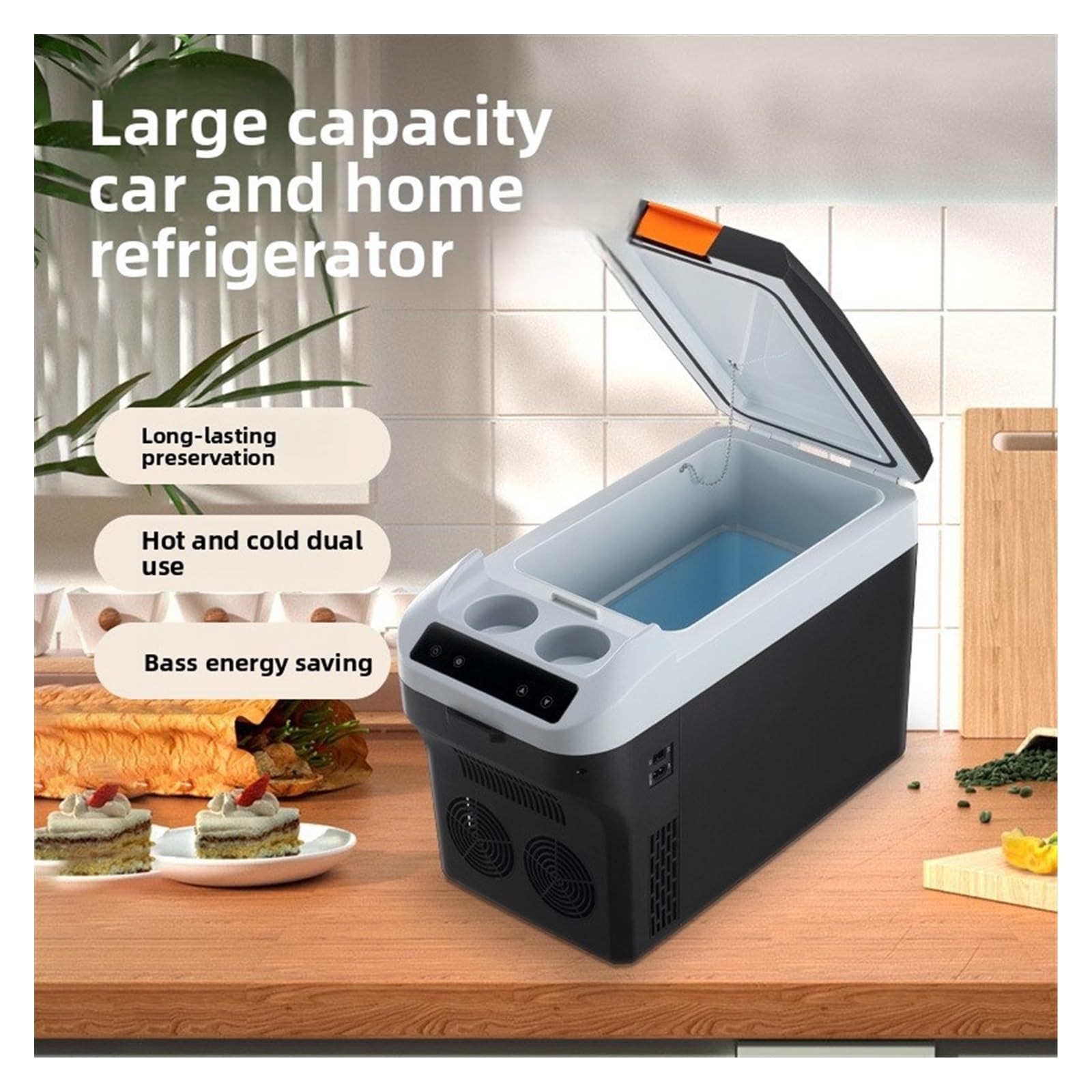 Mini refrigerador Horizontal con reposabrazos Doble for Coche, for Uso doméstico, 12 V/24 V, for camión, 220 V, 60-75 W
