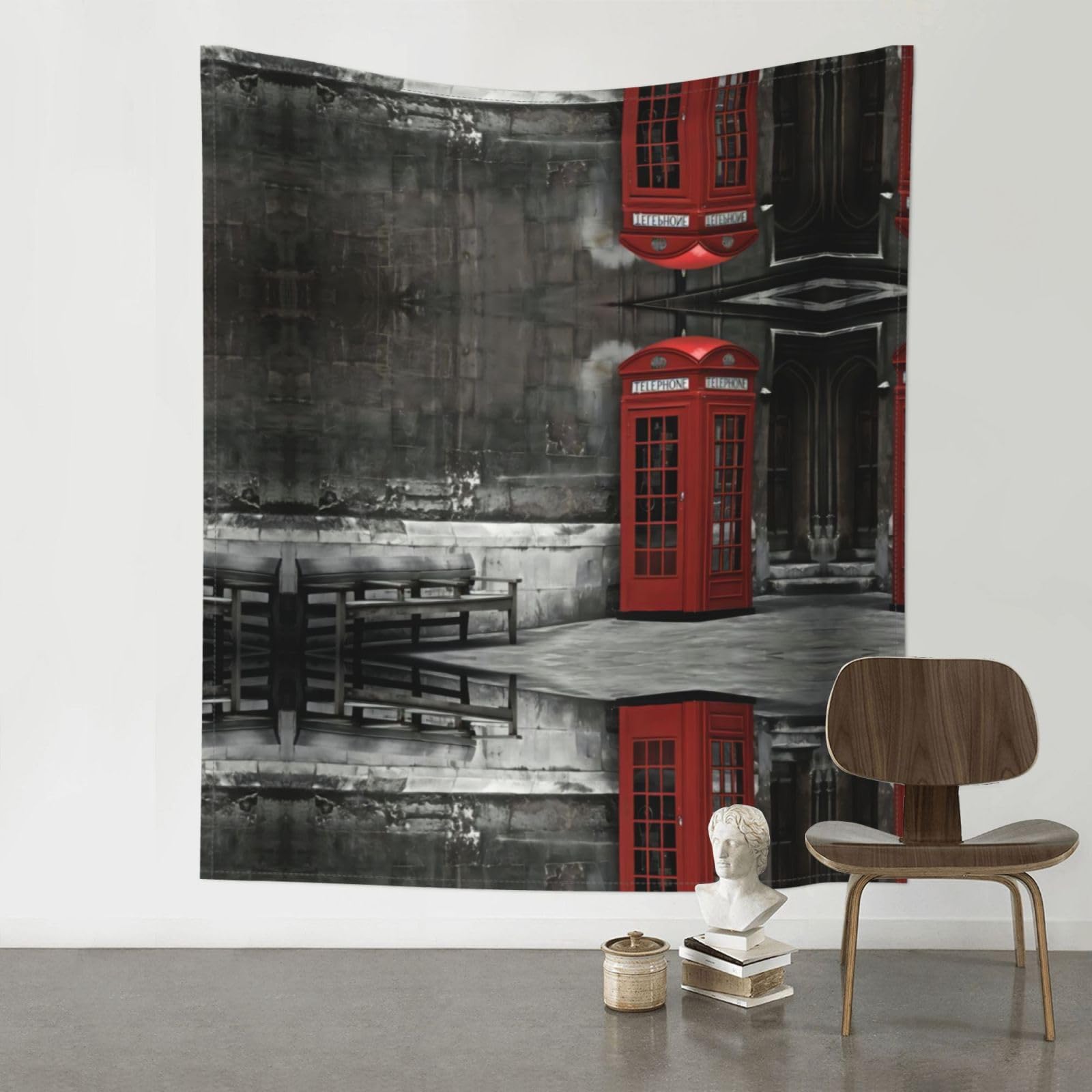 YYHWHJDE British Phone Booth Prints 60x51in Wall Tapestry – Boho Decor Throw Blanket for Bedroom, Dorm, Beach Cover, Picnic & More
