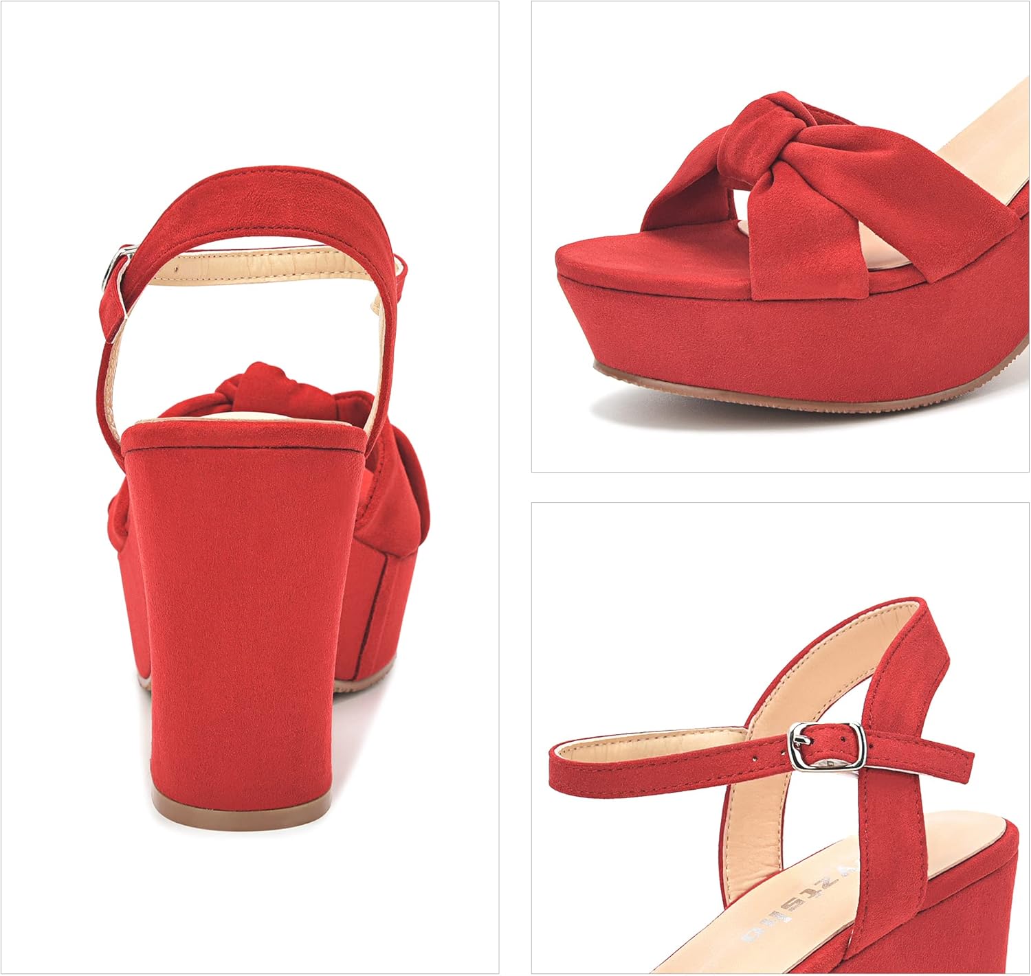 syztsho Women's Platform Heels Ankle Strap Sandals Peep Toe Suede Wedges Sandal Fashion Wedding Sexy Dress Block Chunky High Heel Pumps - Image 6