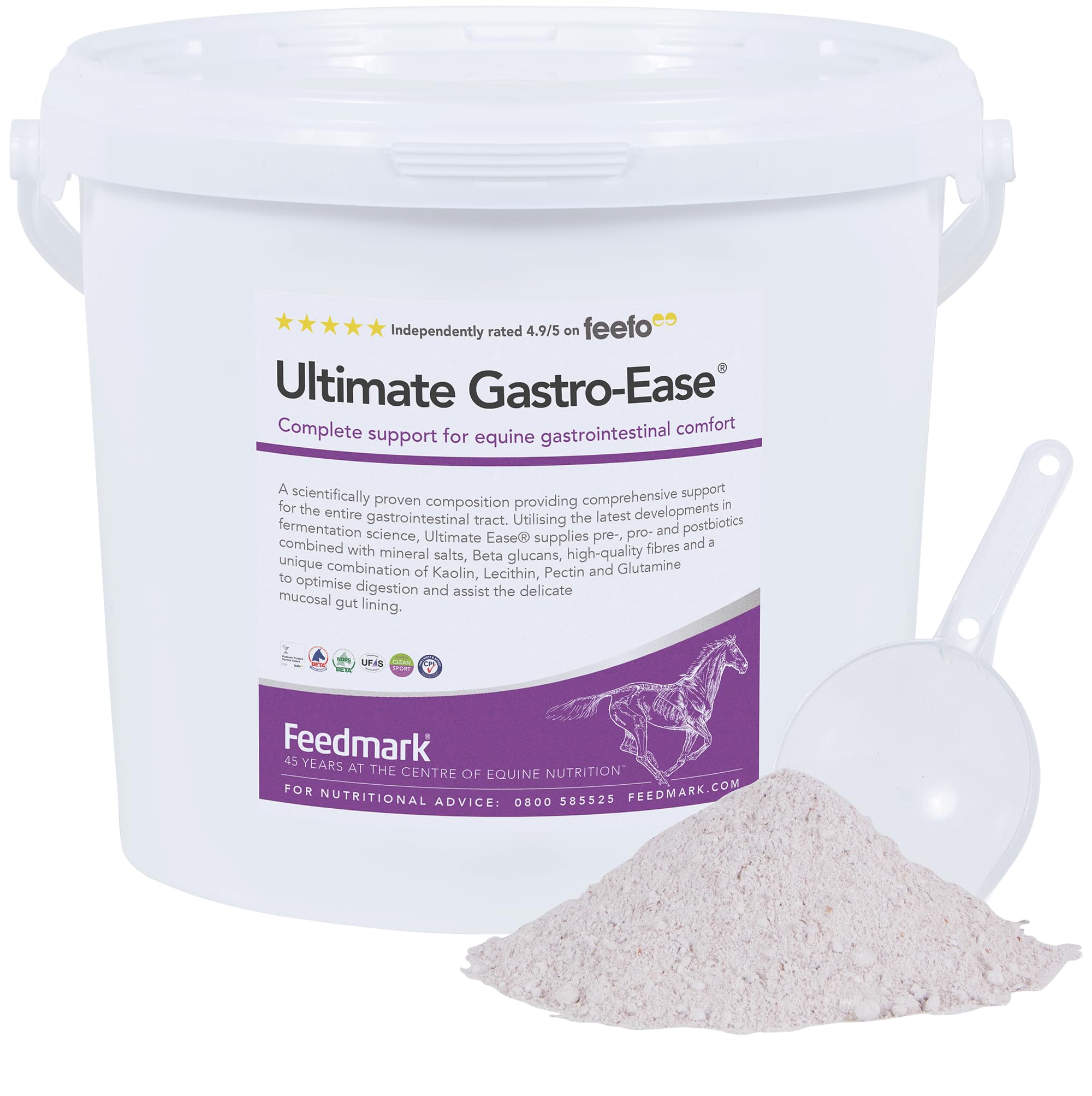 Feedmark Ultimate Gastro-Ease® | Complete Equine Support With Pre-, Pro- and Postbiotics To Optimise Digestion In Horses | 60 Days Supply | 7.6kg | 100% British Made | UFAS & BETA NOPS Accredited
