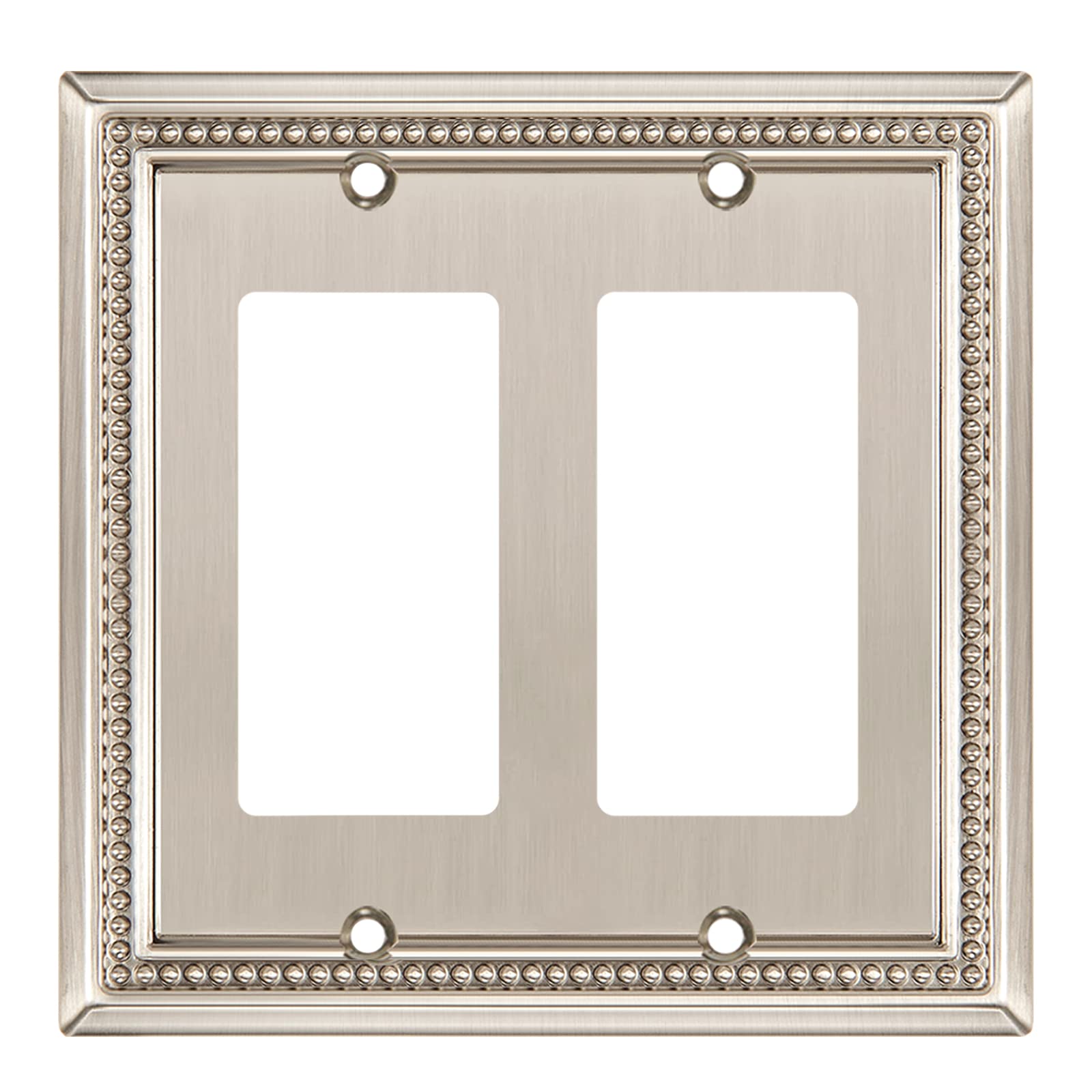 Henne Bery Sunken Pearls Heavy Duty Decorative Wall Plate Switch Plate Outlet Cover (Double Decorator, Satin Nickel)