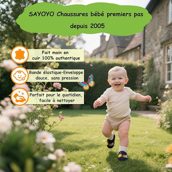 SAYOYO Fleur de Prunier Chaussures de bébé en Cuir Souple Chaussures Semelle Douce - 2