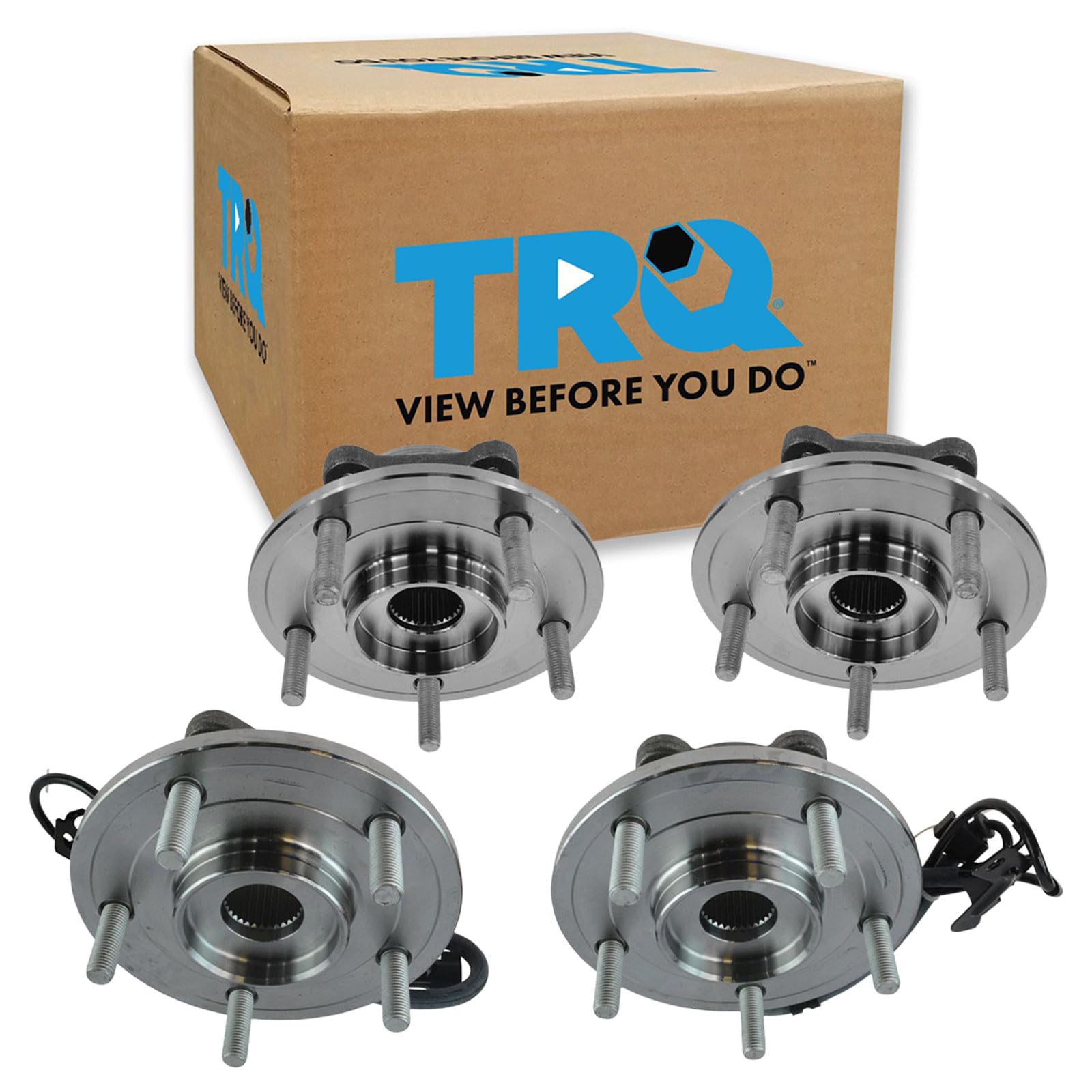 TRQ Front and Rear Wheel Bearing and Hub Assembly Set 4 Piece